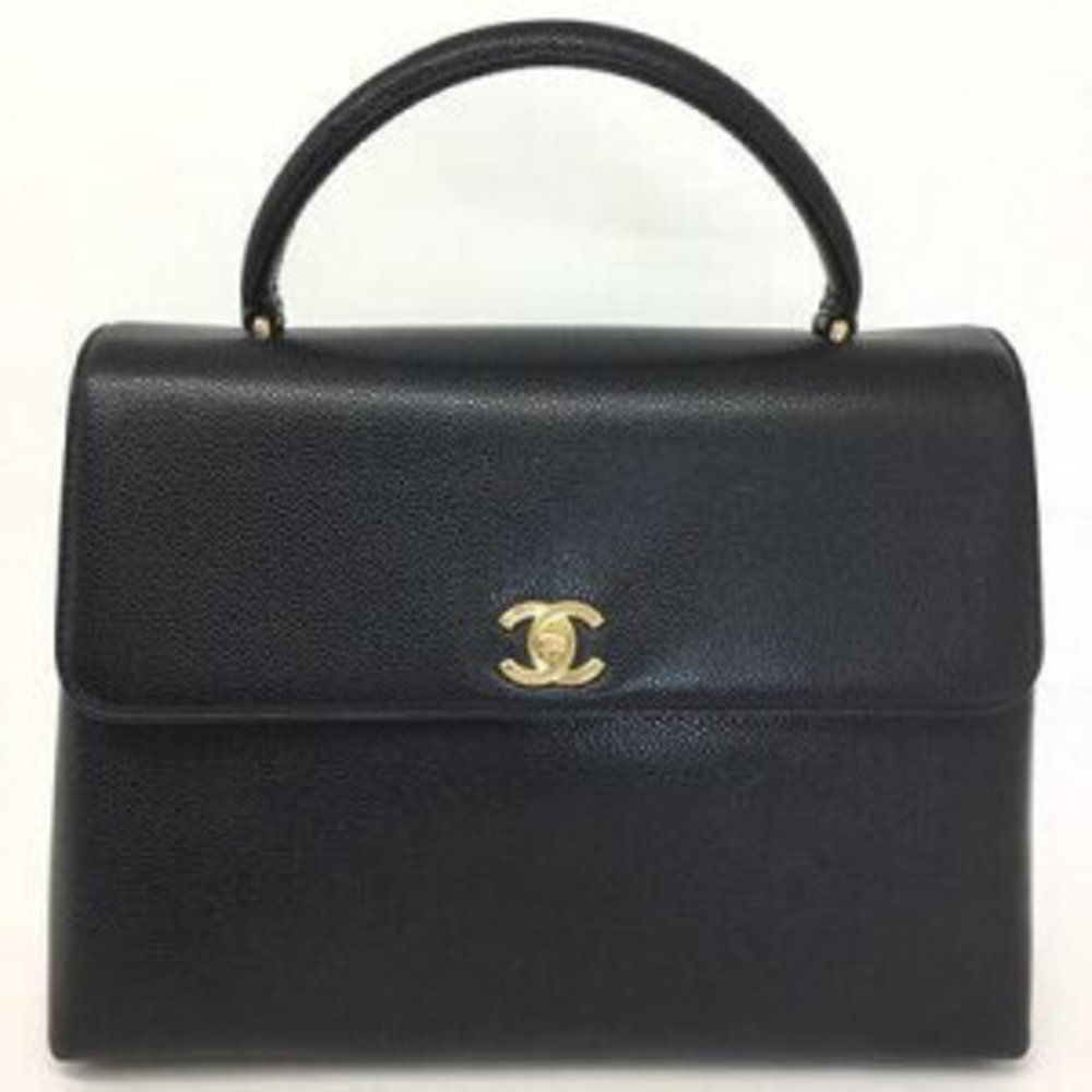 CHANEL Kelly handbag caviar skin black
